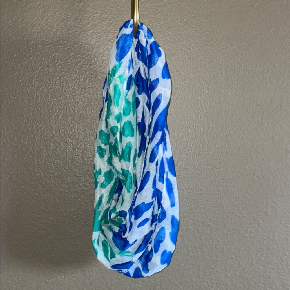 Dillards Blue and Green Patterned infinity Scarf